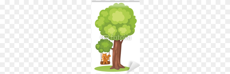 Cute Squirrel Playing Tree Swing Wall Mural Pixers Illustration, Plant, Tree Trunk Free Png