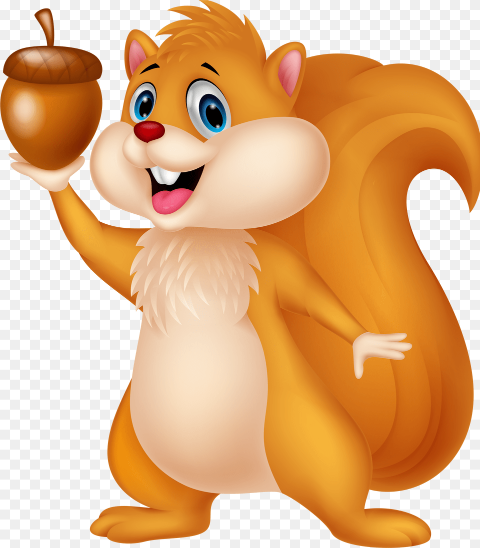 Cute Squirrel With Acorn Cartoon Clipart Squirrel With Nut Clipart Free Transparent Png