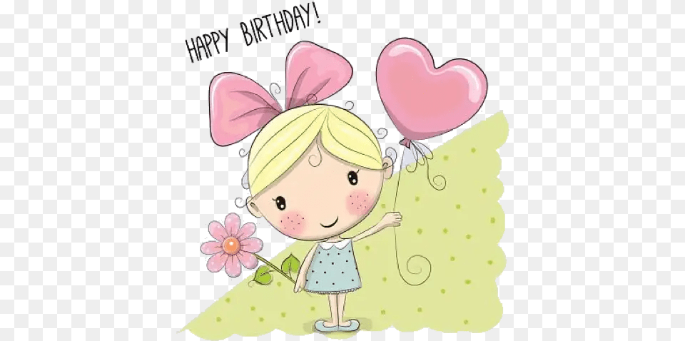 Cute Stickers For Whatsapp Cute Happy Birthday Girl, Book, Comics, Publication, Balloon Free Png