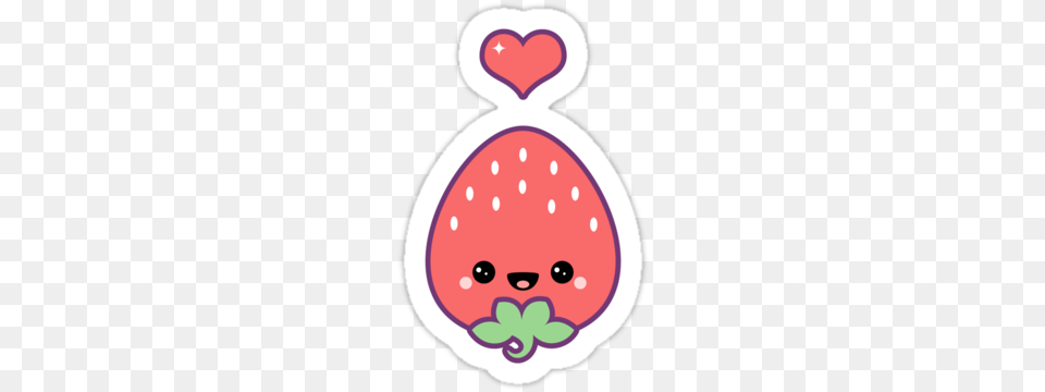 Cute Strawberry Sticker, Food, Fruit, Plant, Produce Png