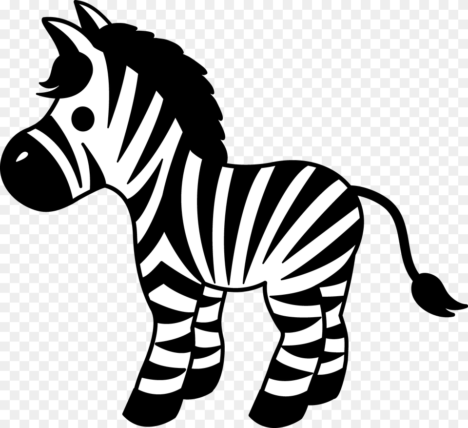 Cute Striped Zebra Clipart, Stencil, Animal, Mammal, Wildlife Free Transparent Png