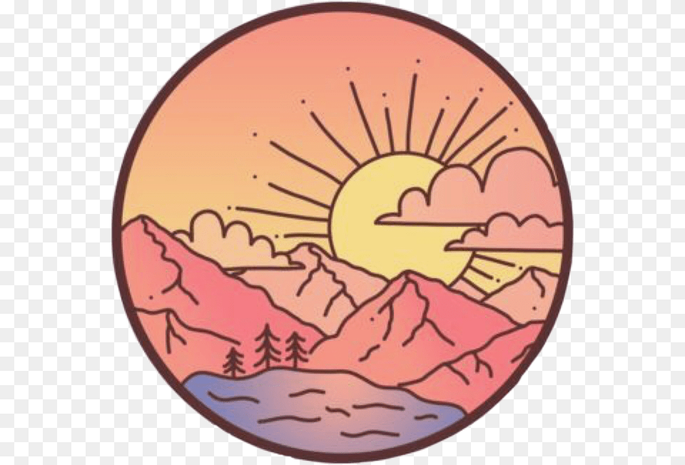 Cute Sunset Sun Sunrise Mountains Lake Vsco Redbubble Sticker Sunset, Food, Meal, Book, Publication Png Image