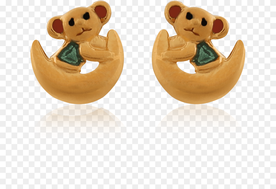 Cute Teddy Bear On Moon Earring Teddy Bear, Outdoors, Night, Nature, Accessories Png
