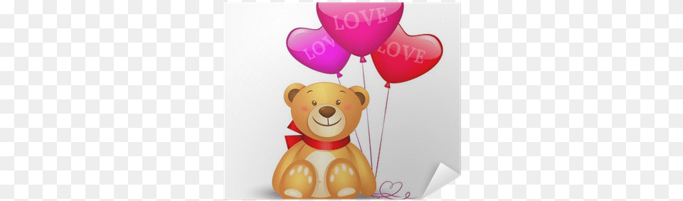 Cute Teddy Bear With In Heart Shape Balloons Valentines Cuori Con Palloncini Con Orsacchiotto, Balloon, People, Person Free Png Download