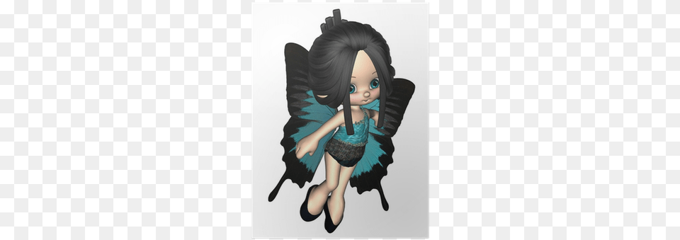 Cute Toon Fairy With Blue Peacock Butterfly Wings Butterfly, Adult, Female, Person, Woman Png