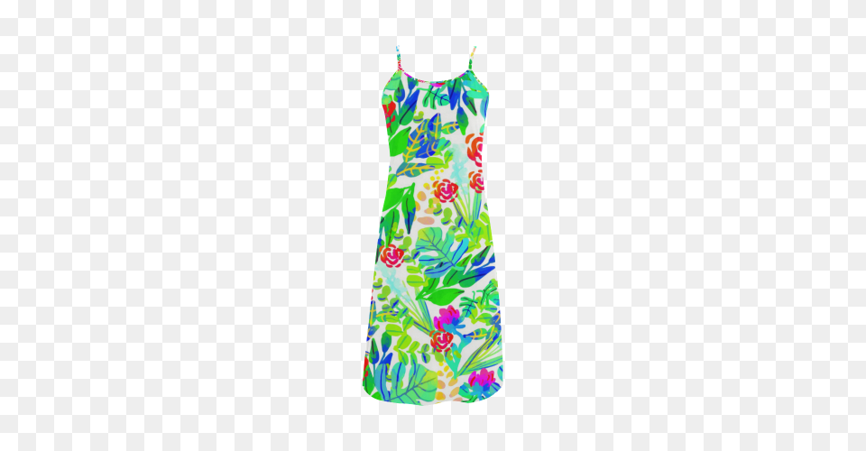 Cute Tropical Watercolor Flowers Alcestis Slip Dress, Clothing, Art, Pattern, Graphics Free Transparent Png