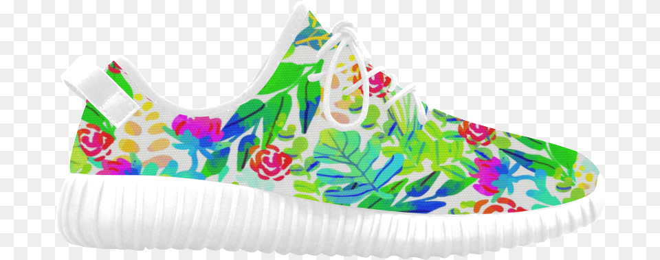 Cute Tropical Watercolor Flowers Grus Women39s Breatheable Basketball Shoe, Clothing, Footwear, Sneaker Png Image