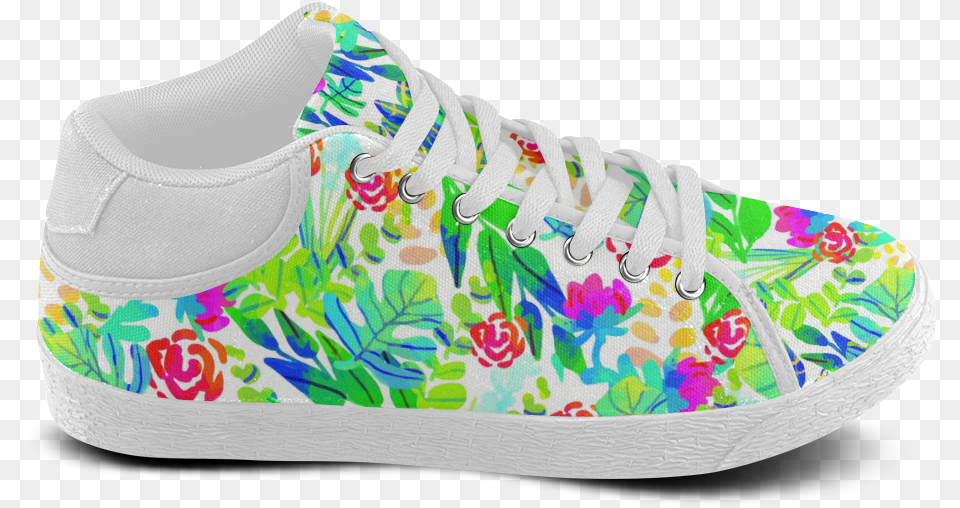 Cute Tropical Watercolor Flowers Womens Chukka Canvas Shoe, Clothing, Footwear, Sneaker Png