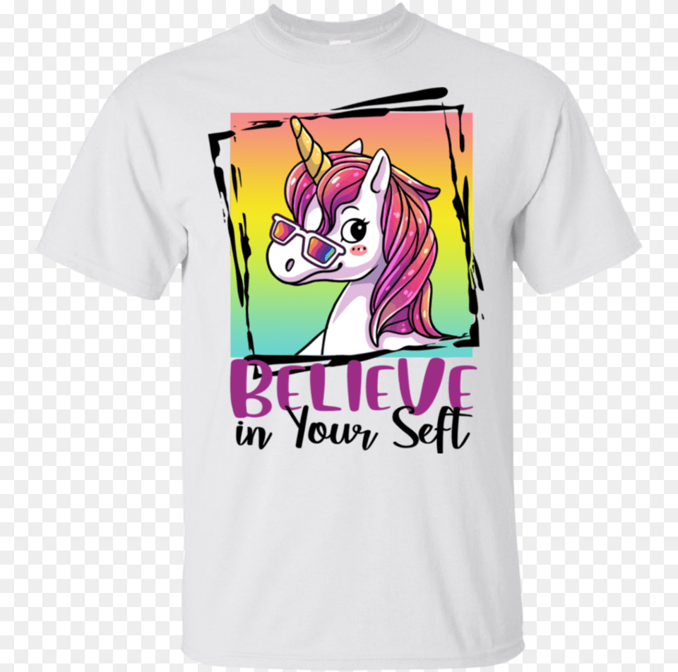 Cute Unicorn Believe In Your Self Inspirational Girls Mane, Clothing, T-shirt, Book, Publication Free Png