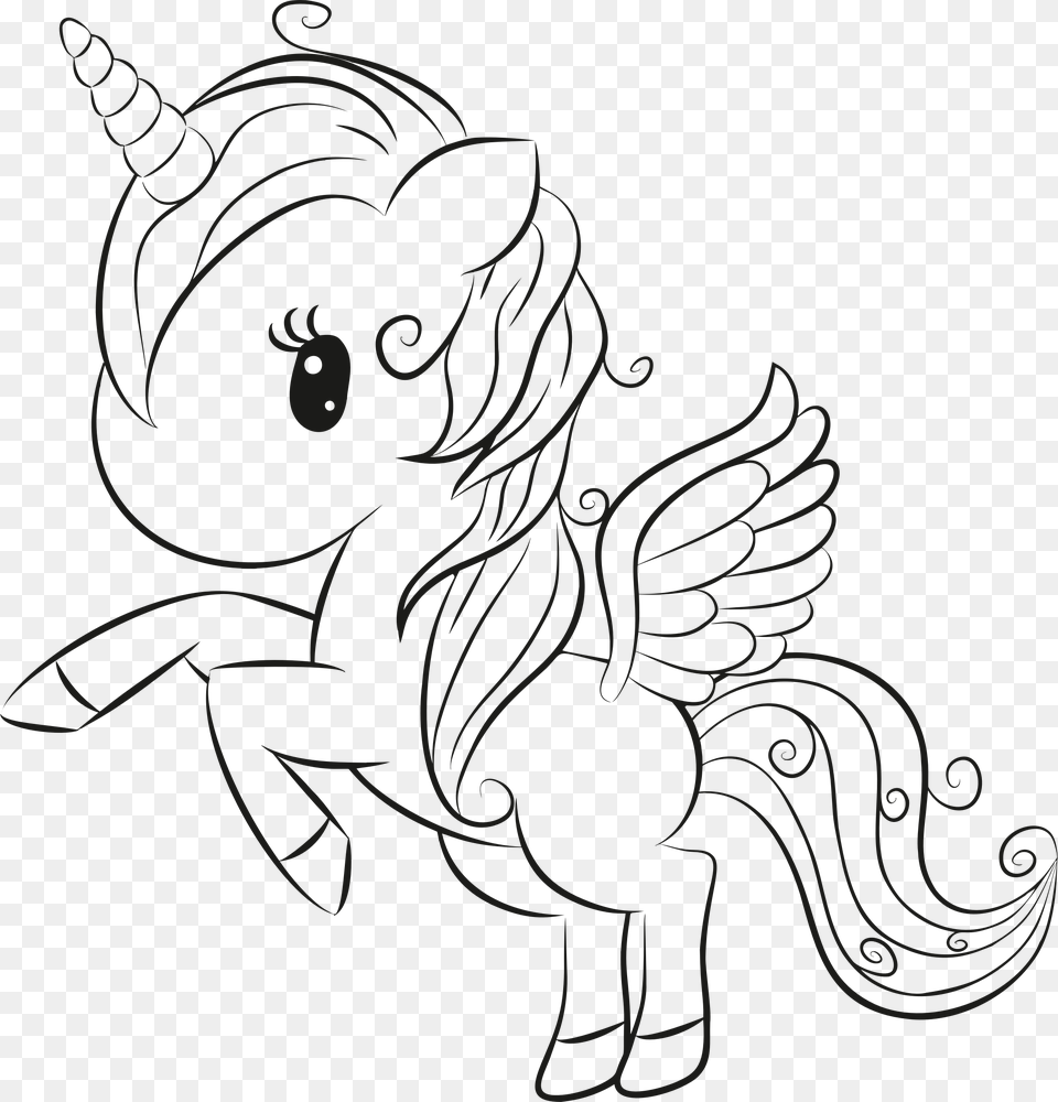 Cute Unicorn Lineart Unicorn Coloring Pages, Chandelier, Lamp Free Png Download