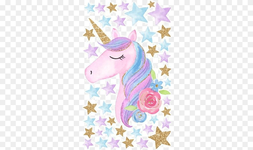Cute Unicorn Star Wall Decal Mane, Home Decor, Baby, Person, Animal Png
