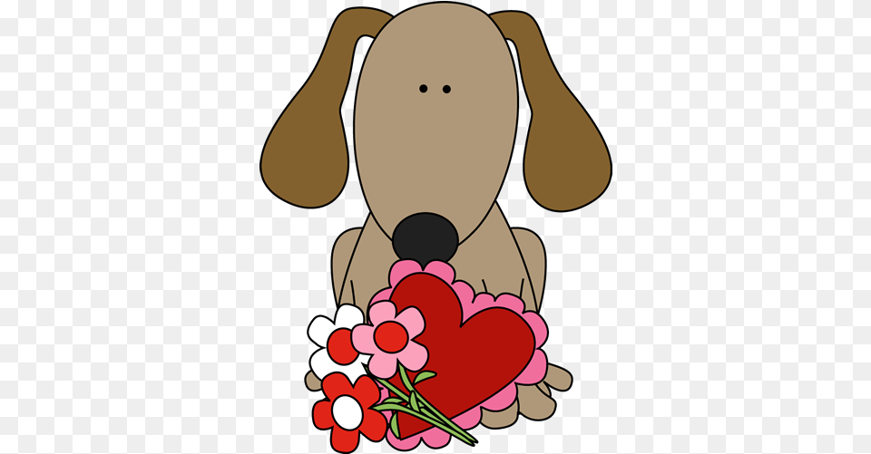 Cute Valentine Animal Clip Freeuse Dog Valentine Clipart, Flower, Petal, Plant, Face Free Png Download