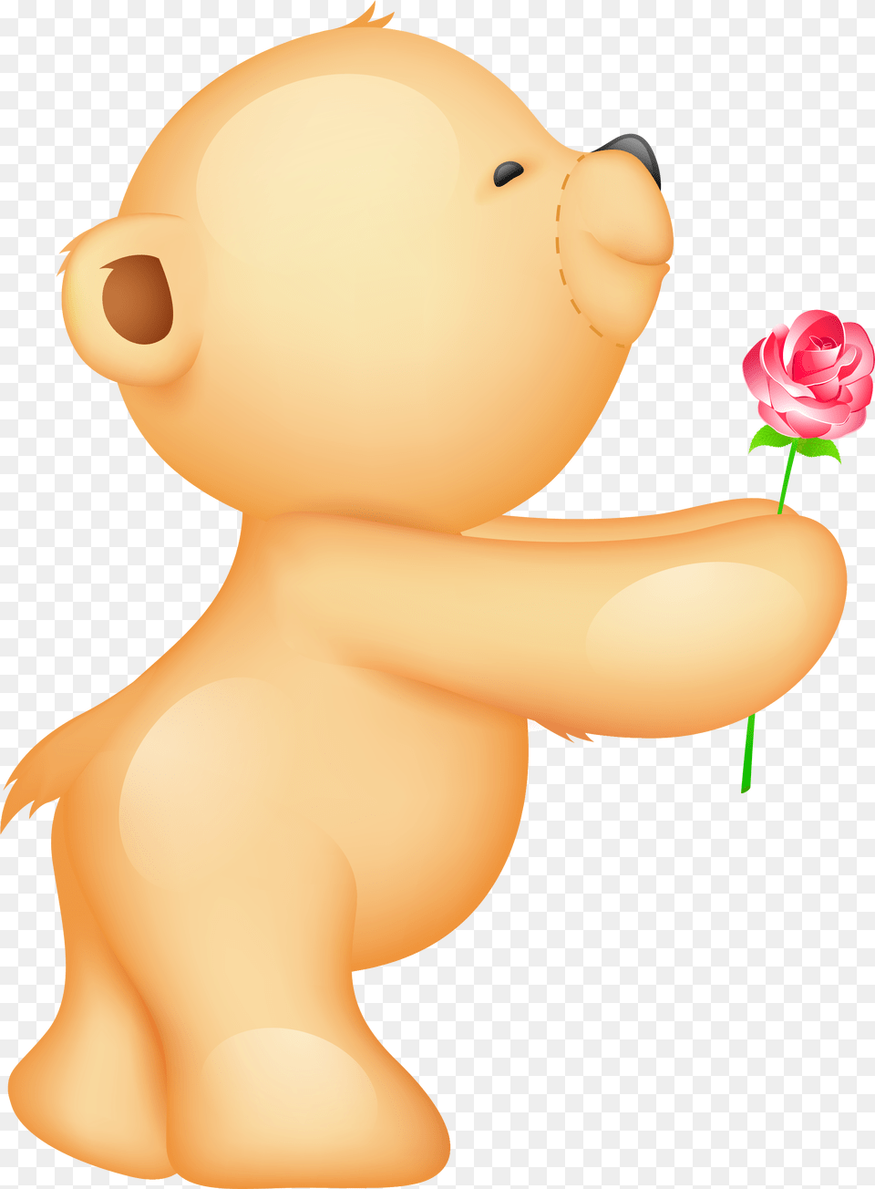 Cute Valentine Teddy With Rose Clipart Picture Teddy Bear Holding A Rose, Face, Flower, Head, Person Png