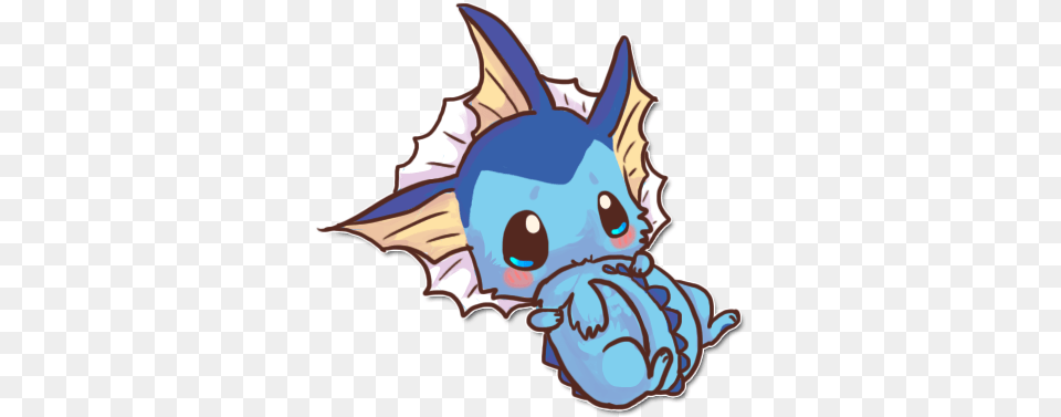 Cute Vaporeon Pokemon Kawaii Sticker Pokemon Kawaii, Animal, Fish, Sea Life, Shark Free Transparent Png