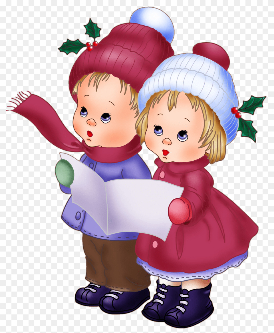 Cute Vintage Kids Clipart Christmas Clip Art, Book, Comics, Publication, Baby Png Image