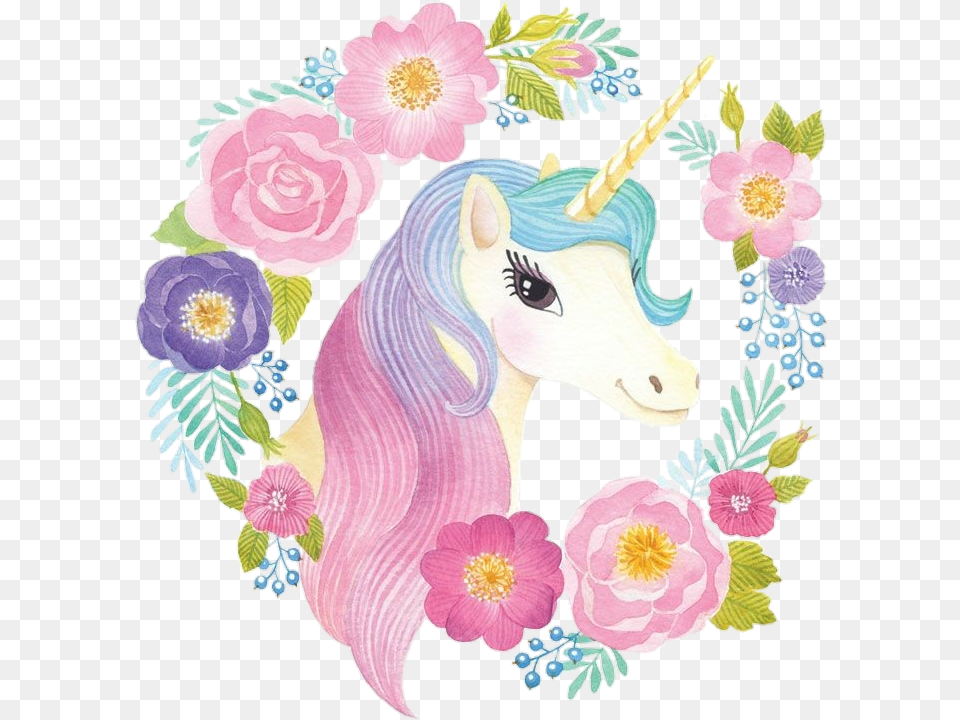 Cute Watercolor Colorful Flowercrown Water Color Unicorn, Flower, Plant, Rose, Pattern Free Png