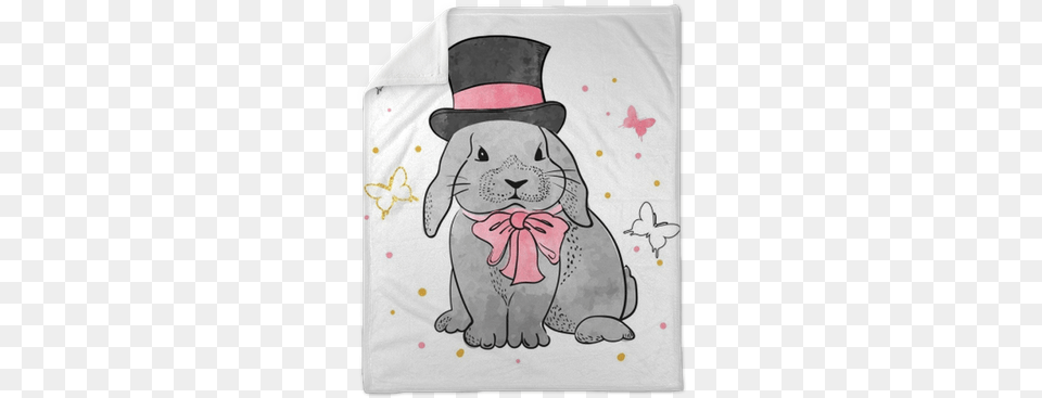 Cute Watercolor Rabbit Boy With Bow And Hat Illustration Png Image