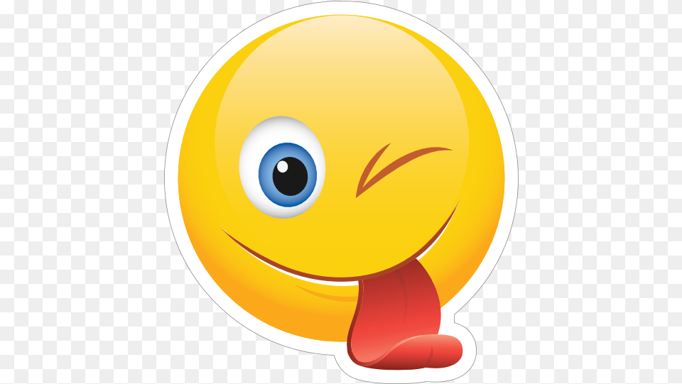 Cute Winking Tongue Out Emoji Sticker Smiley, Plush, Toy, Disk Png