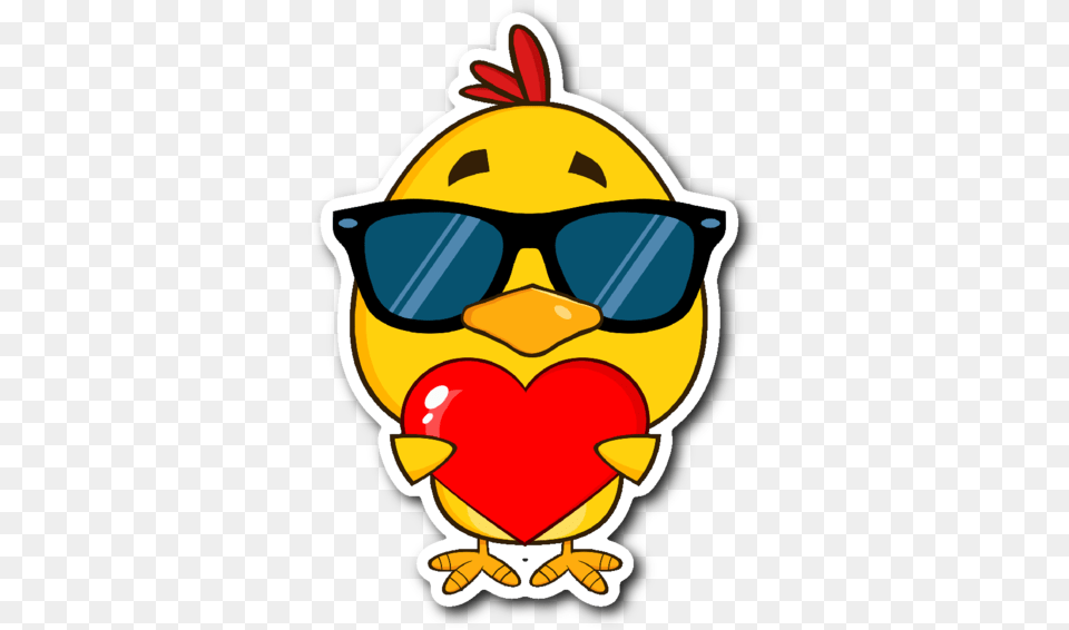Cute Yellow Chick With Sunglasses And Heart 3quot X 4quot Cartoon Chicken In Love, Baby, Person Free Png Download