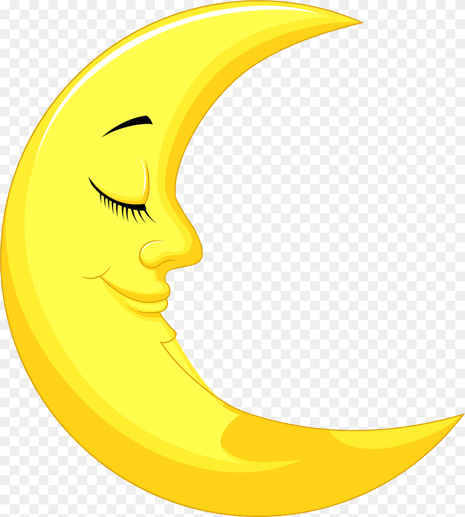 Cute Yellow Moon Clipart Picture Animated Picture Of A Moon, Astronomy, Nature, Night, Outdoors Free Png