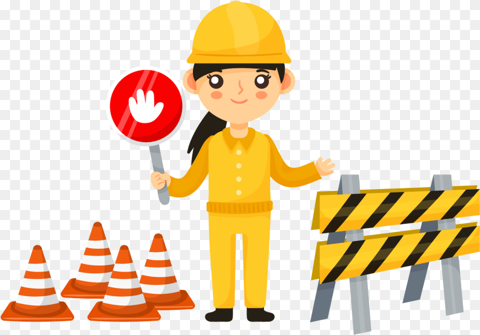 Cute Yellow Road Maintenance Festival Elements Portable Network Graphics, Hardhat, Clothing, Helmet, Fence Free Png Download