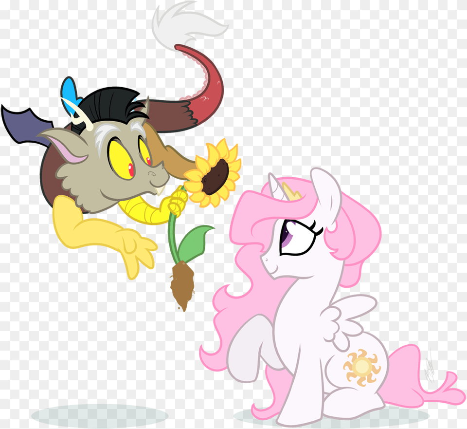 Cute Young Discord And Celestia, Cartoon, Baby, Person, Face Free Png Download
