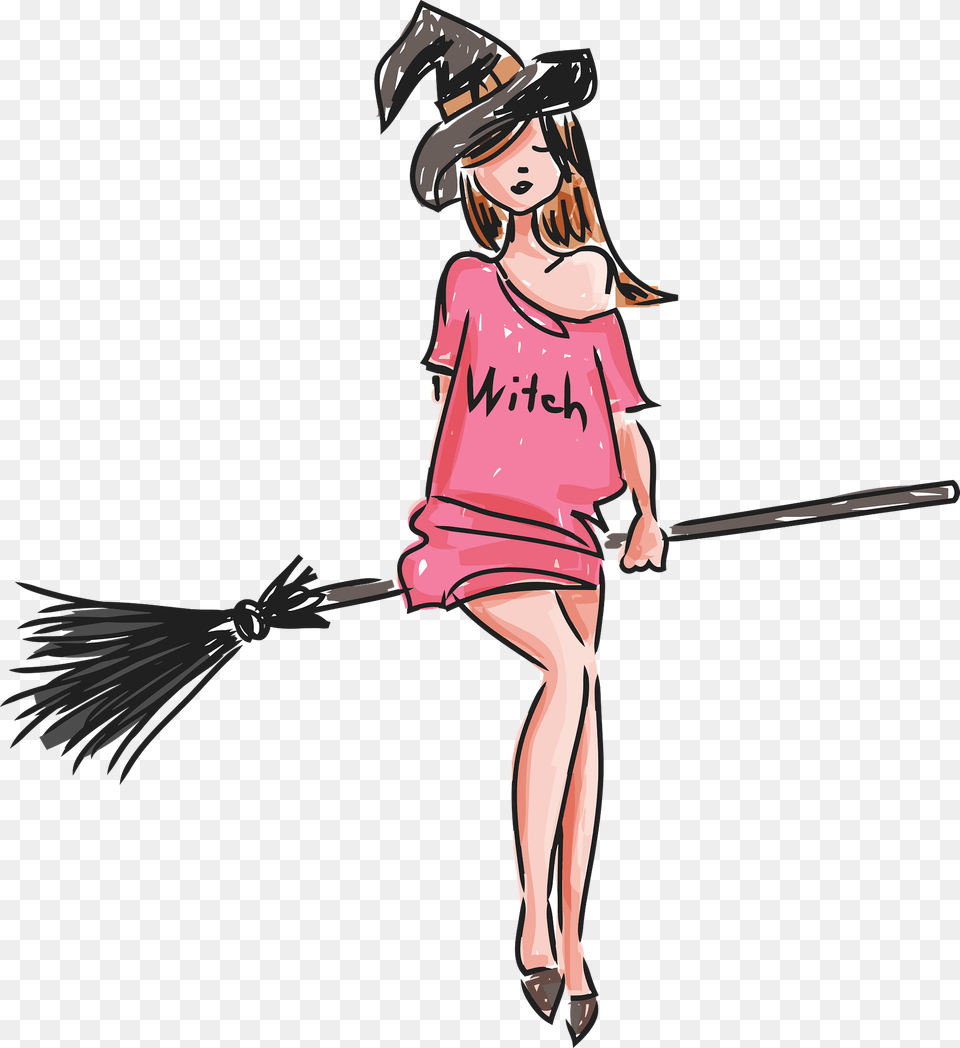 Cute Young Witch Clipart, Cleaning, Person, Adult, Female Png