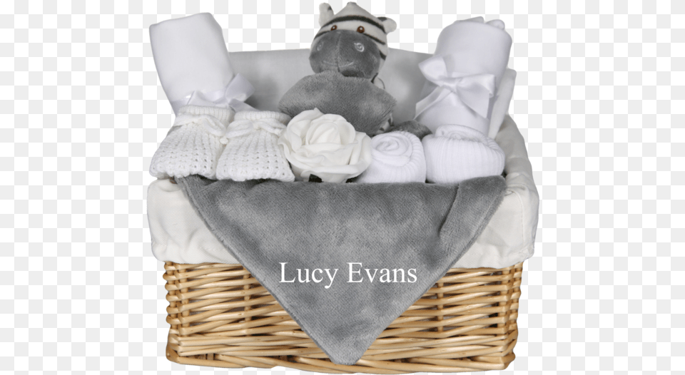 Cute Zebra Themed Baby Gift Basket With Personalised Wicker, Furniture, Home Decor, Linen, Flower Free Transparent Png