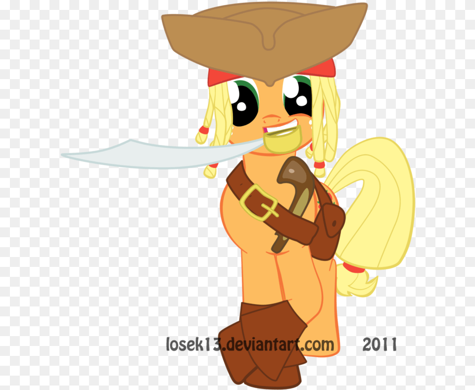 Cutlass Flintlock Jack Sparrow Mouth Hold Mlp Apple Jack Sparrow, Person, Pirate, Baby Free Transparent Png
