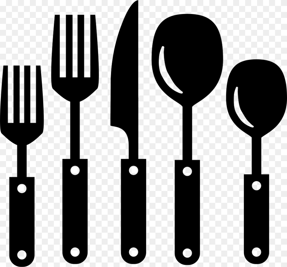 Cutlery Set Of Five Pieces Kitchen Utensils Clipart, Fork, Spoon Free Transparent Png