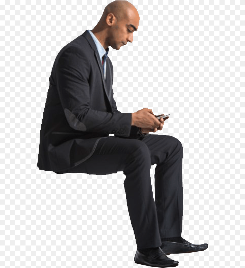Cutout Man Sitting Phone Human Figure Sitting, Formal Wear, Person, Clothing, Suit Free Transparent Png