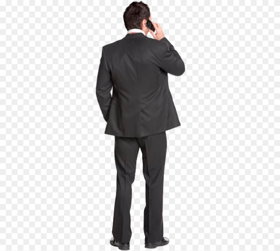 Cutout Man Standing Back Phone Business Man Back View, Tuxedo, Suit, Clothing, Formal Wear Free Png Download