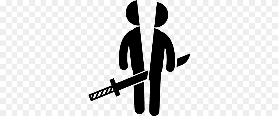 Cutting A Person Shape In Two Parts With A Sword Passing Person With A Sword, Gray Png Image