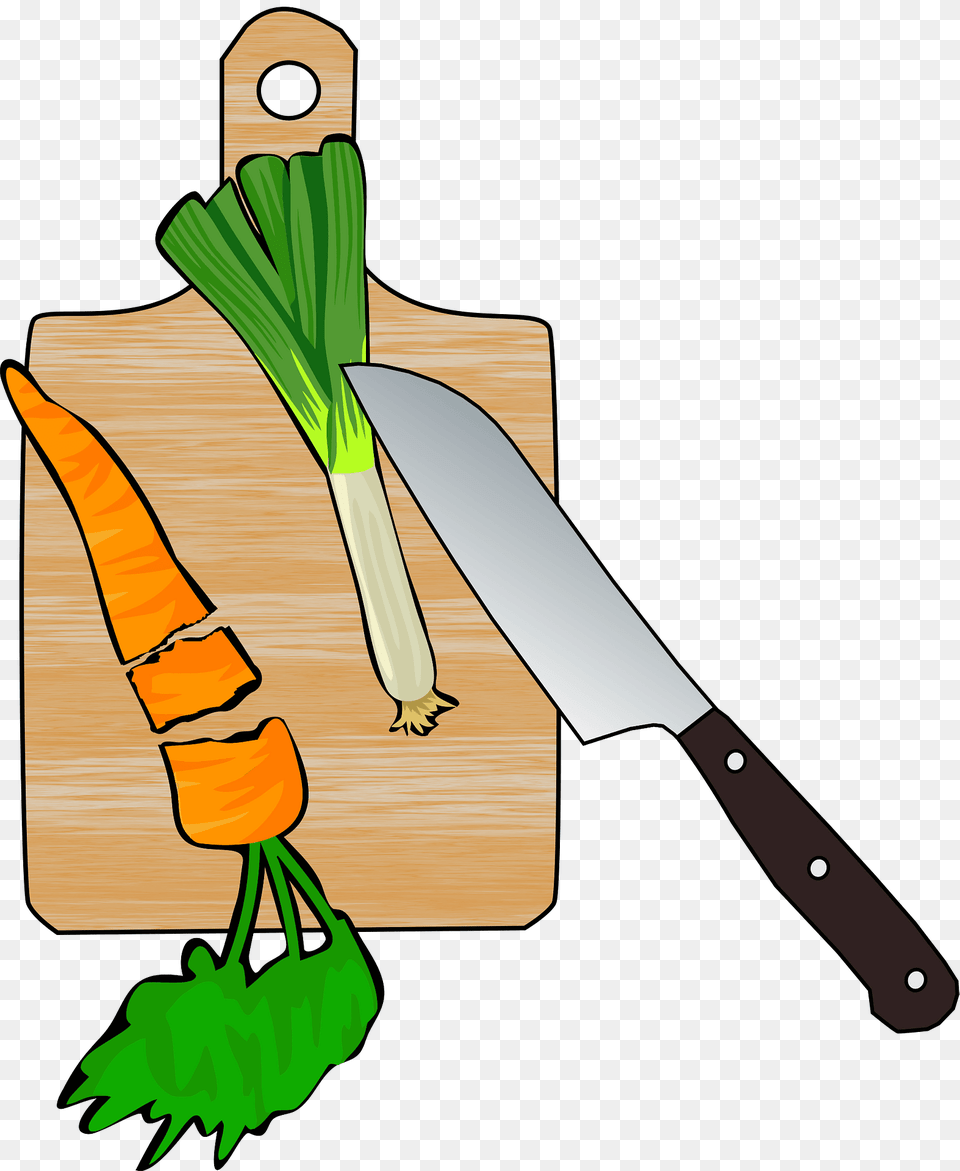 Cutting Board And Knife In Use Clipart, Food, Produce, Blade, Dagger Png Image
