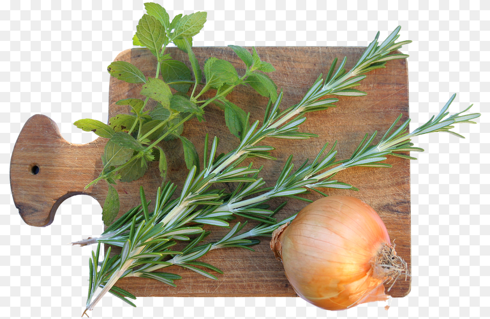 Cutting Board Spices Rosemary Onion Spice Plants, Herbs, Plant, Food, Produce Free Transparent Png
