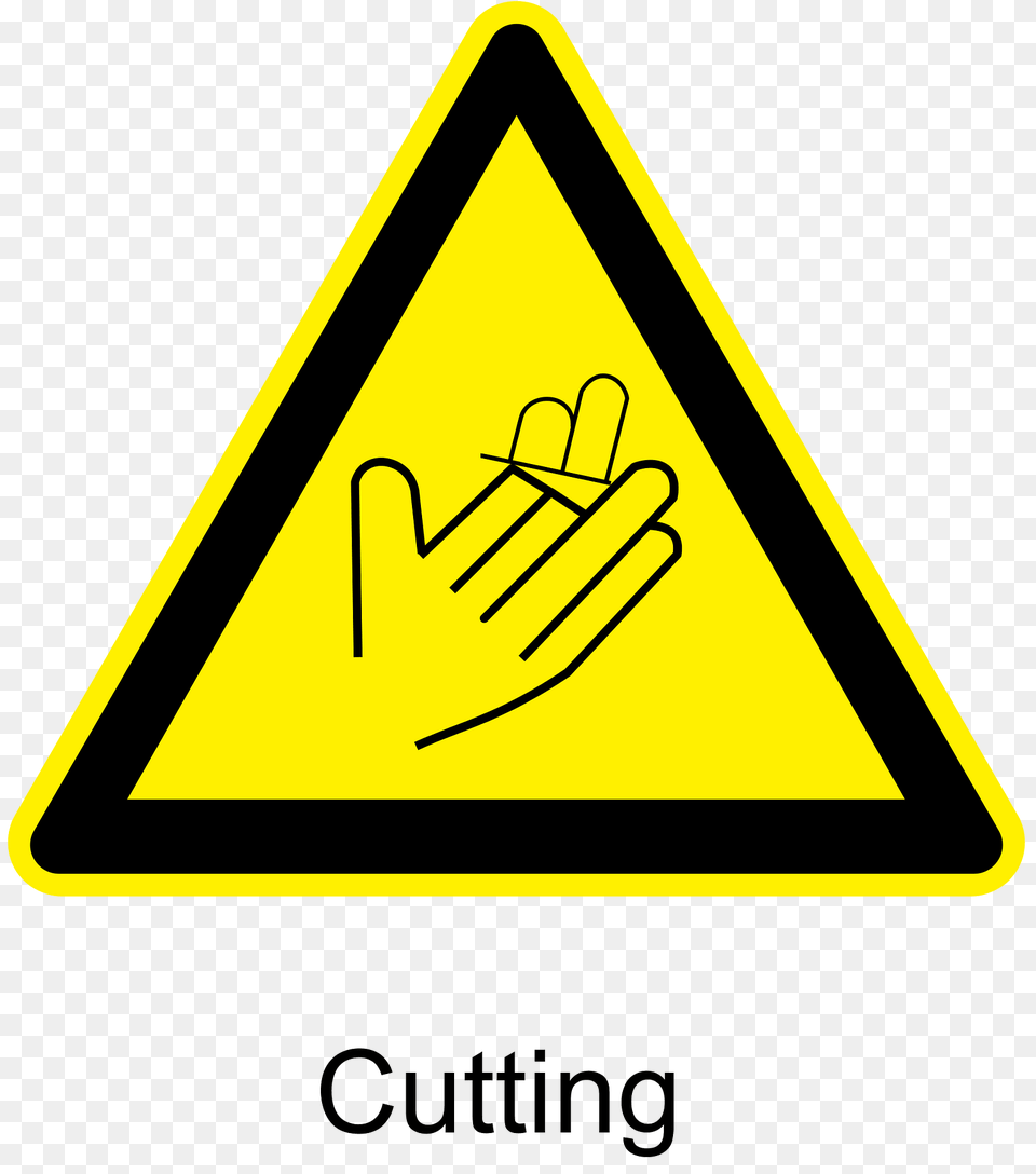 Cutting Warning Sign Clipart, Symbol, Road Sign, Triangle Png Image
