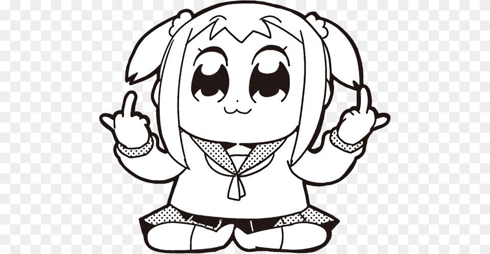 Cvinjje Pop Team Epic Middle Finger, Baby, Person, Stencil, Face Free Png Download