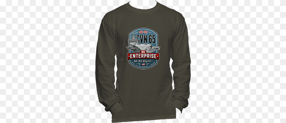 Cvn 65 Uss Enterprise Navy Blue Long Sleeve Tee, Clothing, Long Sleeve, T-shirt, Knitwear Free Png Download