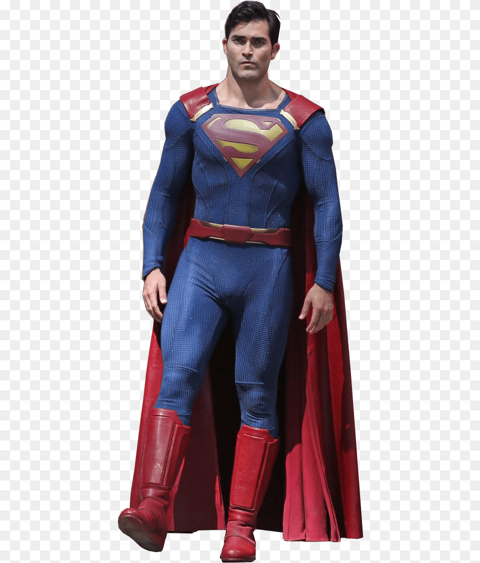 Cw Superman Image Tyler Hoechlin Superman Costume, Cape, Clothing, Person, Adult Free Transparent Png