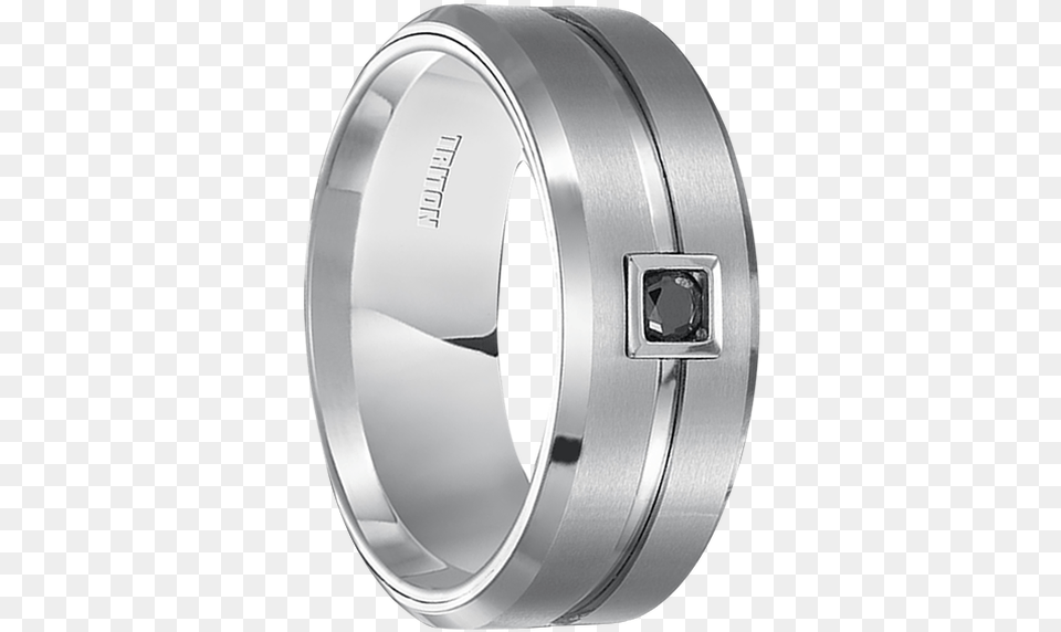 Cwt Genuine Black Diamond Ring White Tungsten Titanium Ring, Platinum, Silver, Accessories, Jewelry Free Png