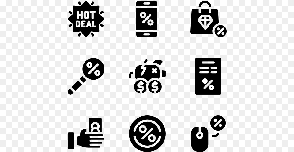 Cyber Monday 40 Icons Vector Graphics, Gray Free Transparent Png