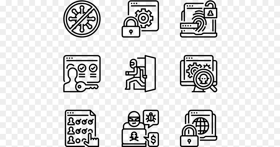 Cyber Security Railroad Icons, Gray Free Transparent Png