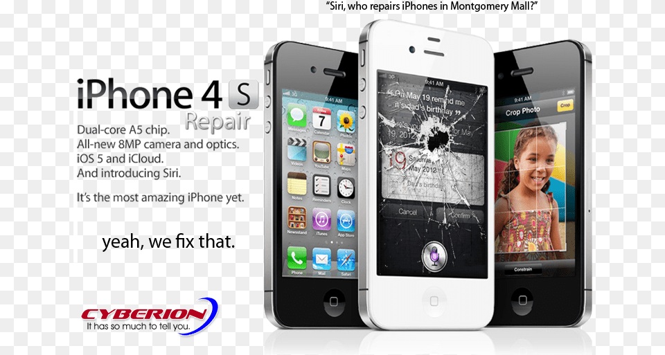 Cyberion Iphone 4 Repair Replacement And Fixit Shop Apple I Phone 4s Details, Electronics, Mobile Phone, Person, Child Free Png