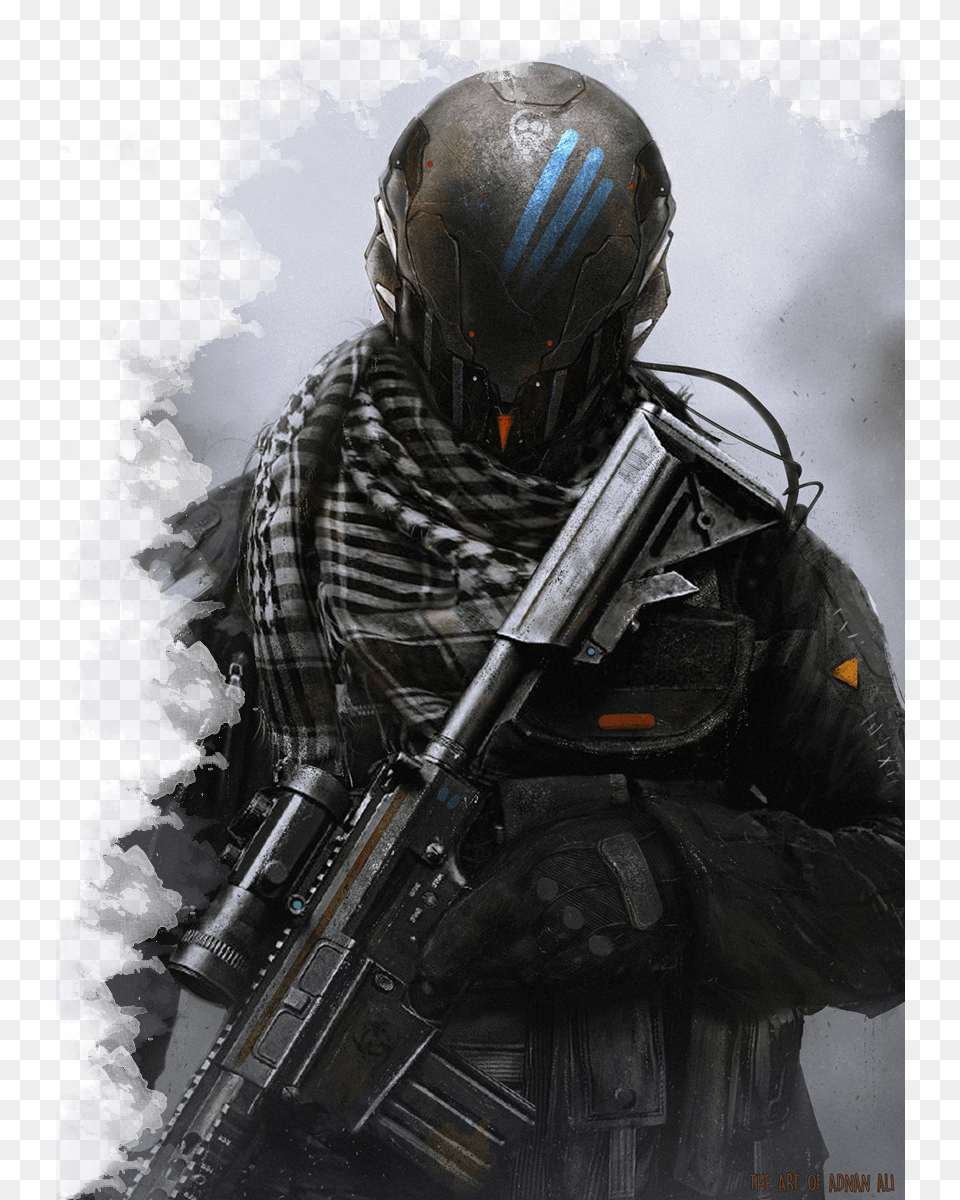 Cyberpunk Soldier, Firearm, Helmet, Weapon, Adult Free Png Download