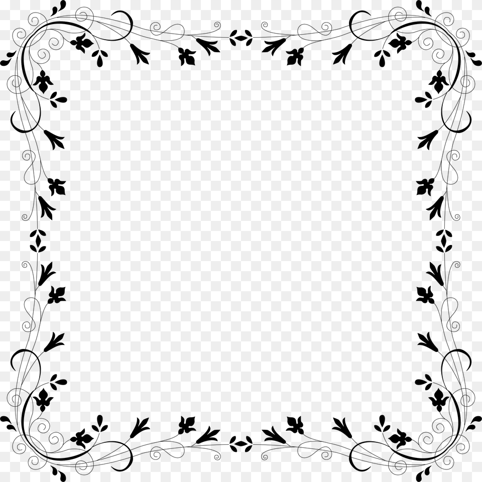 Cyberscooty Floral Border Extended Icons, Gray Png Image