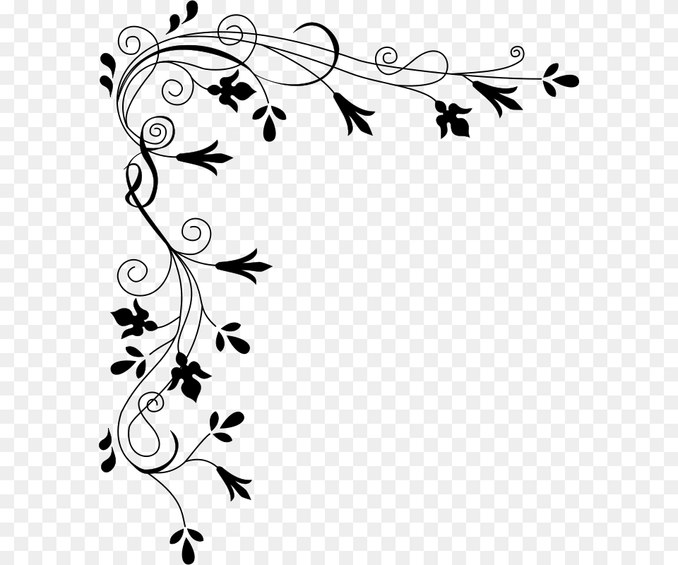 Cyberscooty Stylized Floral Border, Gray Free Transparent Png