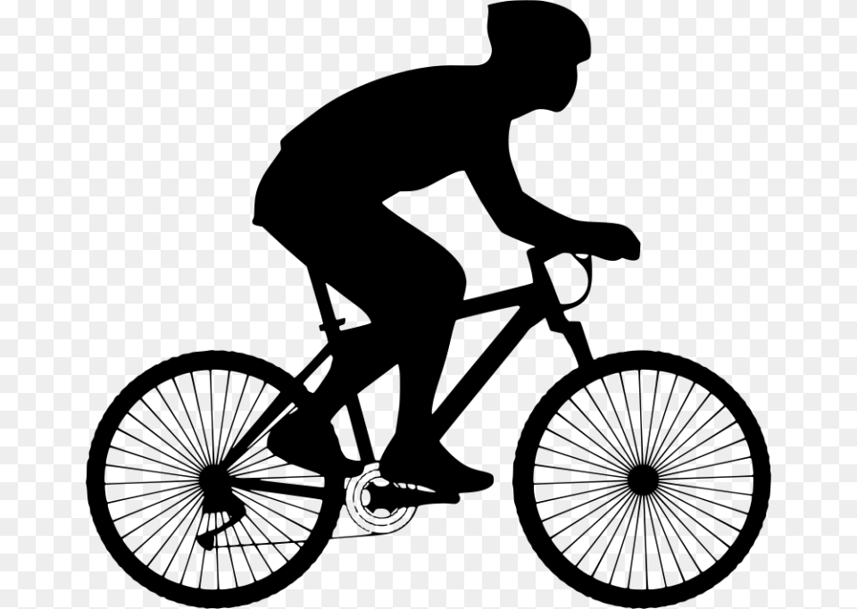 Cycling Clip Art Person On A Bicycle, Gray Free Png