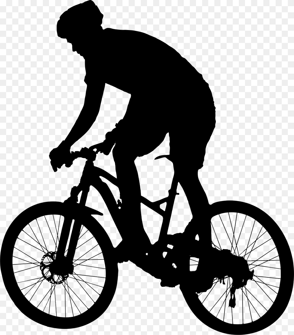 Cycling Clipart Human Silhouette Mountain Bike Clipart, Gray Png