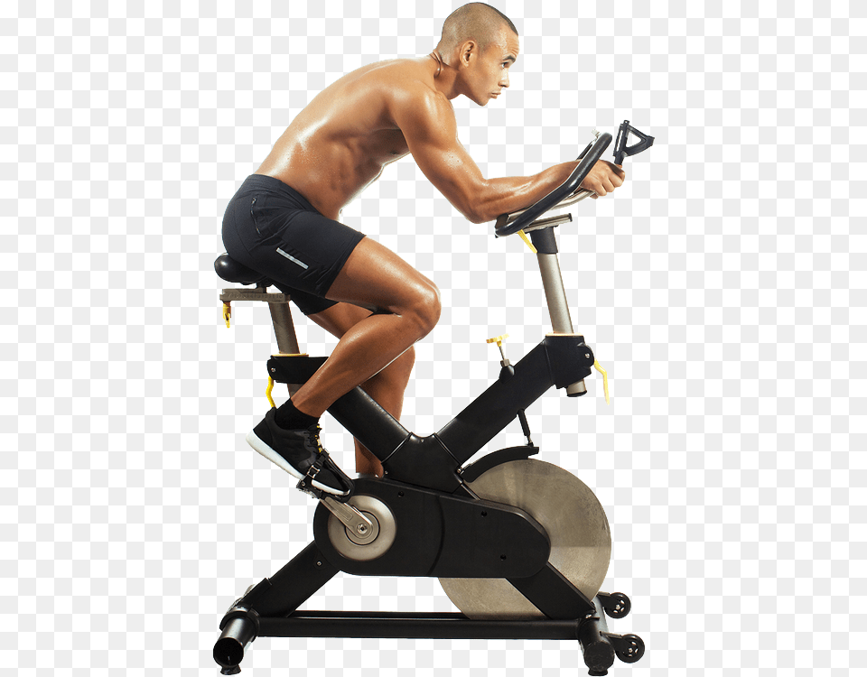 Cycling Workouts Spin Bike White Background, Adult, Person, Man, Male Png Image