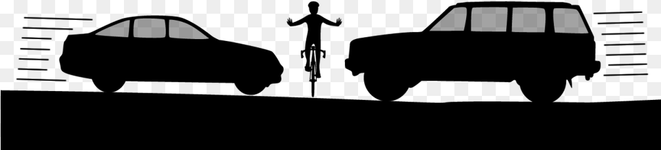 Cyclist About To Be Crushed By Two Cars Car, Gray Png